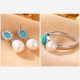925 Sterling Silver Pearl Turquoise Healing Necklace Set
