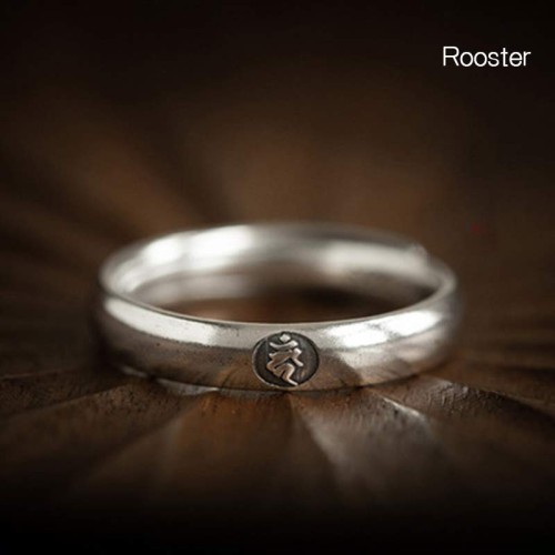 925 Sterling Silver Zodiac Buddha Blessing Couple Ring