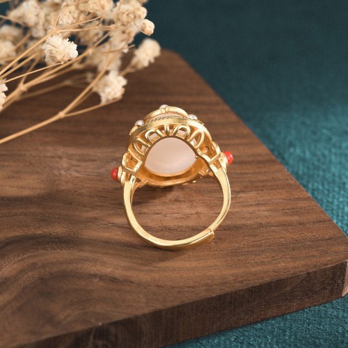 White Jade Red Agate Happiness Ring White Jade Red Agate Happiness Ring