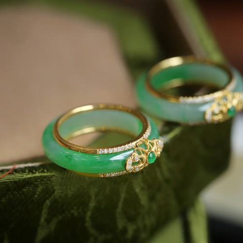 18K Gold Plated Green Chalcedony Strength Ring