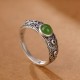 925 Silver Hetian Cyan Jade Harmony Ring