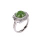 925 Sterling Silver Hetian Cyan Jade Flower Ring
