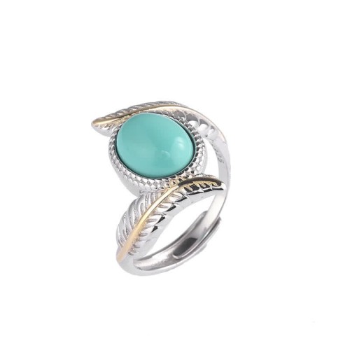 925 Silver Turquoise Feather Protection Ring 925 Silver Turquoise Feather Protection Ring