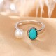 925 Sterling Silver Pearl Turquoise Healing Necklace Set
