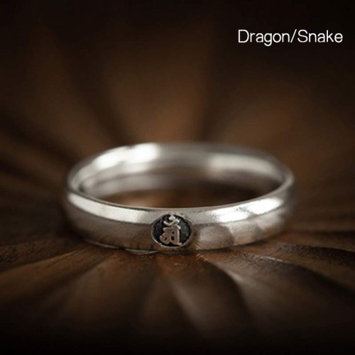 925 Sterling Silver Zodiac Buddha Blessing Couple Ring