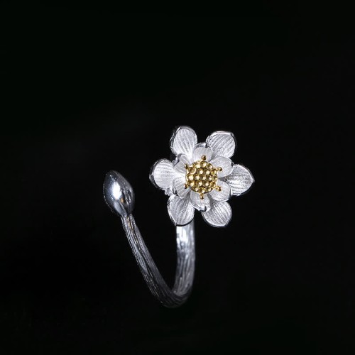 925 Sterling Silver Lotus Blessing Ring 925 Sterling Silver Lotus Blessing Ring