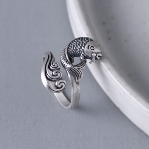 925 Silver Koi Fish Water Ripple Luck Ring 925 Silver Koi Fish Water Ripple Luck Ring