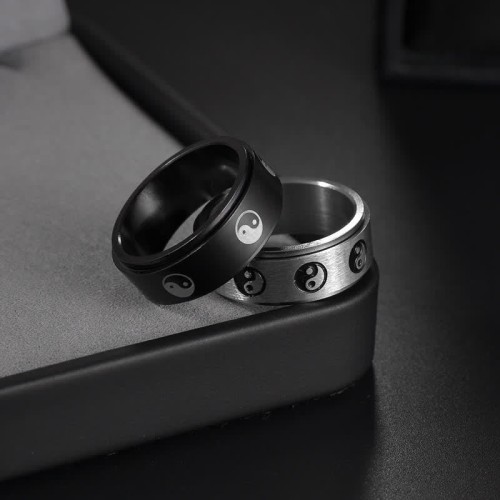 Yin Yang Titanium Steel Rotatable Ring
