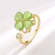 Cat's Eye Four Leaf Clover Zircon Ring