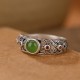 925 Silver Hetian Cyan Jade Harmony Ring