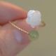 14K Gold-Plated Tridacna Stone Rose Flower Jade Blessing Ring 14K Gold-Plated Tridacna Stone Rose Flower Jade Blessing Ring