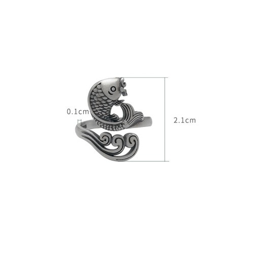 925 Silver Koi Fish Water Ripple Luck Ring 925 Silver Koi Fish Water Ripple Luck Ring