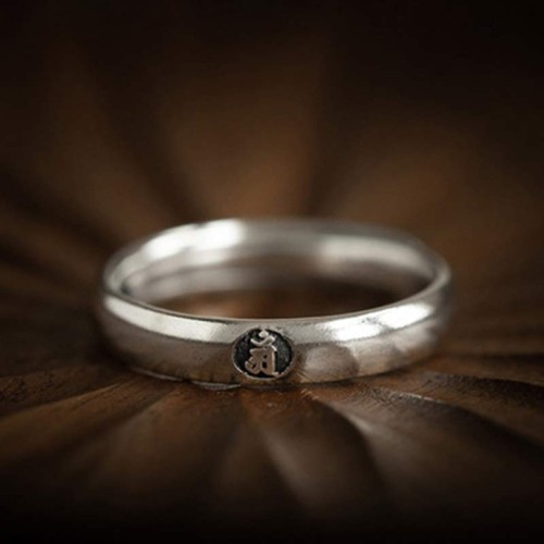 925 Sterling Silver Zodiac Buddha Blessing Couple Ring