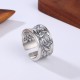 999 Silver Lotus Heart Sutra Protection Ring