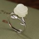 925 Sterling Silver Gold Rose Hetian Jade Happiness Ring 925 Sterling Silver Gold Rose Hetian Jade Happiness Ring