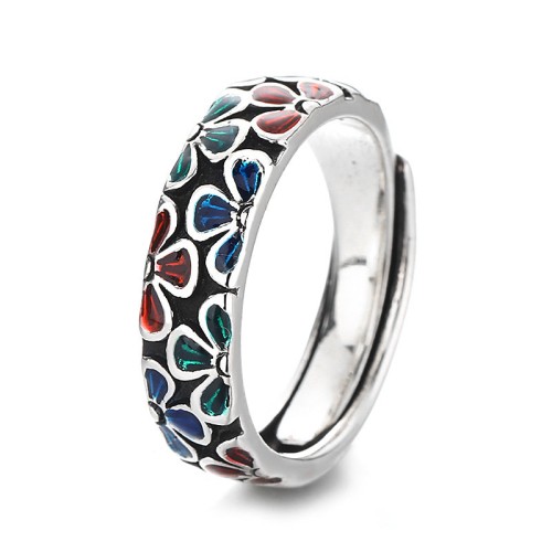 Colorful Plum Blossom Copper Healing Adjustable Ring Colorful Plum Blossom Copper Healing Adjustable Ring