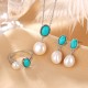 925 Sterling Silver Pearl Turquoise Healing Necklace Set
