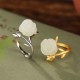 925 Sterling Silver Gold Rose Hetian Jade Happiness Ring 925 Sterling Silver Gold Rose Hetian Jade Happiness Ring