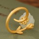 925 Sterling Silver Gold Rose Hetian Jade Happiness Ring 925 Sterling Silver Gold Rose Hetian Jade Happiness Ring