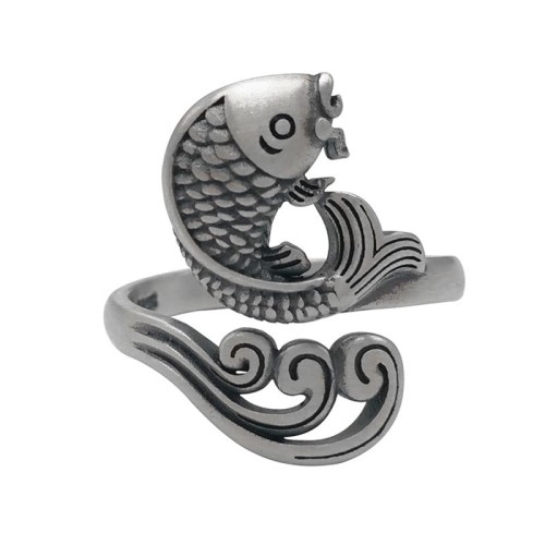 925 Silver Koi Fish Water Ripple Luck Ring 925 Silver Koi Fish Water Ripple Luck Ring