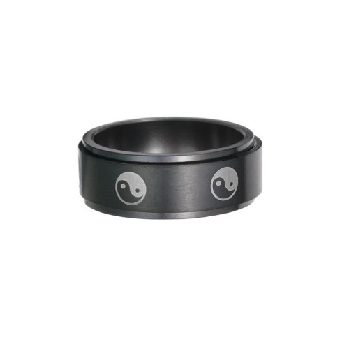 Yin Yang Titanium Steel Rotatable Ring