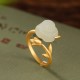 925 Sterling Silver Gold Rose Hetian Jade Happiness Ring 925 Sterling Silver Gold Rose Hetian Jade Happiness Ring
