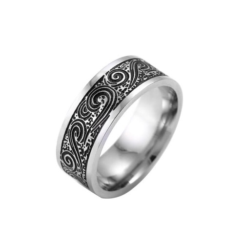 Vintage Wave Auspicious Clouds Titanium Steel Balance Ring Vintage Wave Auspicious Clouds Titanium Steel Balance Ring