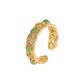 925 Sterling Silver Gold Braided Cyan Jade Ring