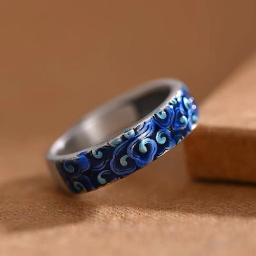 Blue Auspicious Clouds Copper Healing Ring Blue Auspicious Clouds Copper Healing Ring