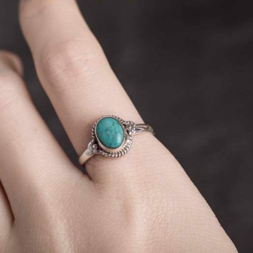 925 Sterling Silver Turquoise Love Ring