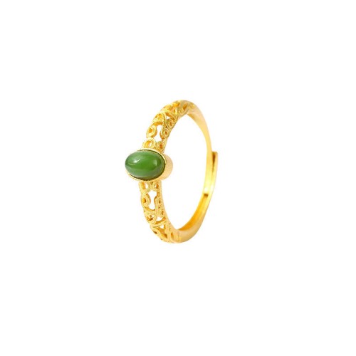 Auspicious Cloud Cyan Jade Luck Ring