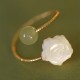 14K Gold-Plated Tridacna Stone Rose Flower Jade Blessing Ring 14K Gold-Plated Tridacna Stone Rose Flower Jade Blessing Ring