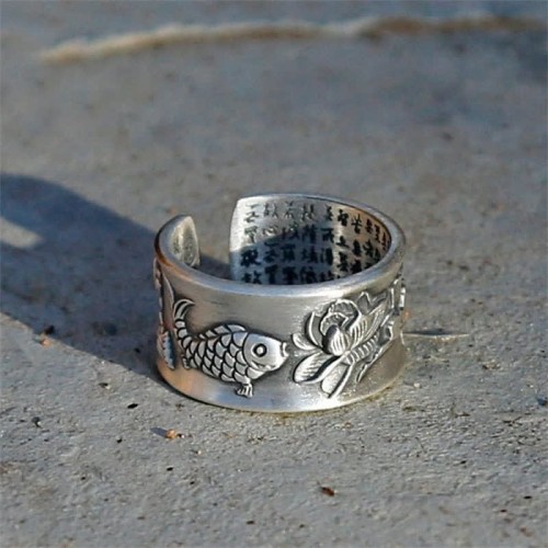 999 Silver Koi Fish Lotus Wealth Ring 999 Silver Koi Fish Lotus Wealth Ring