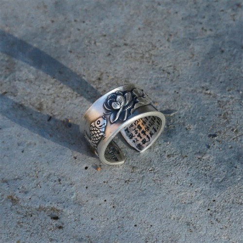 999 Silver Koi Fish Lotus Wealth Ring 999 Silver Koi Fish Lotus Wealth Ring