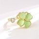 Cat's Eye Four Leaf Clover Zircon Ring
