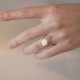 14K Gold-Plated Tridacna Stone Rose Flower Jade Blessing Ring 14K Gold-Plated Tridacna Stone Rose Flower Jade Blessing Ring