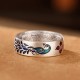999 Silver Peacock Lotus Fortune Ring