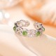 925 Sterling Silver Gold Braided Cyan Jade Ring