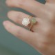 14K Gold-Plated Tridacna Stone Rose Flower Jade Blessing Ring 14K Gold-Plated Tridacna Stone Rose Flower Jade Blessing Ring