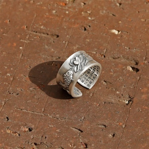999 Silver Koi Fish Lotus Wealth Ring 999 Silver Koi Fish Lotus Wealth Ring