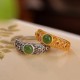 925 Silver Hetian Cyan Jade Harmony Ring