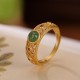 925 Silver Hetian Cyan Jade Harmony Ring