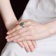 925 Sterling Silver Hetian Cyan Jade Flower Ring