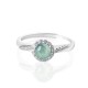 925 Sterling Silver Round Jade Luck Adjustable Ring