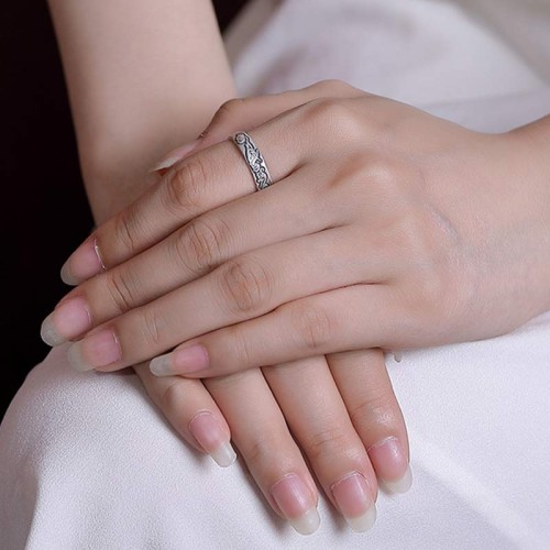 999 Sterling Silver Lotus Peony Enlightenment Ring