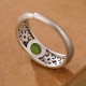 925 Silver Hetian Cyan Jade Harmony Ring