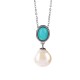 925 Sterling Silver Pearl Turquoise Healing Necklace Set
