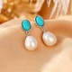 925 Sterling Silver Pearl Turquoise Healing Necklace Set