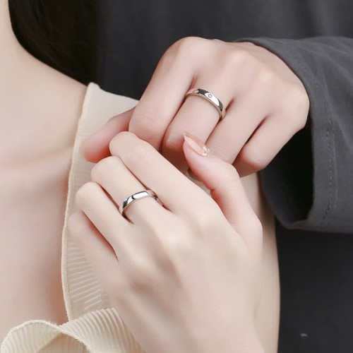 925 Silver Sun Moon Protection Couple Ring