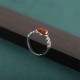 925 Silver Red Agate Gourd Coin Self-acceptance Ring 925 Silver Red Agate Gourd Coin Self-acceptance Ring